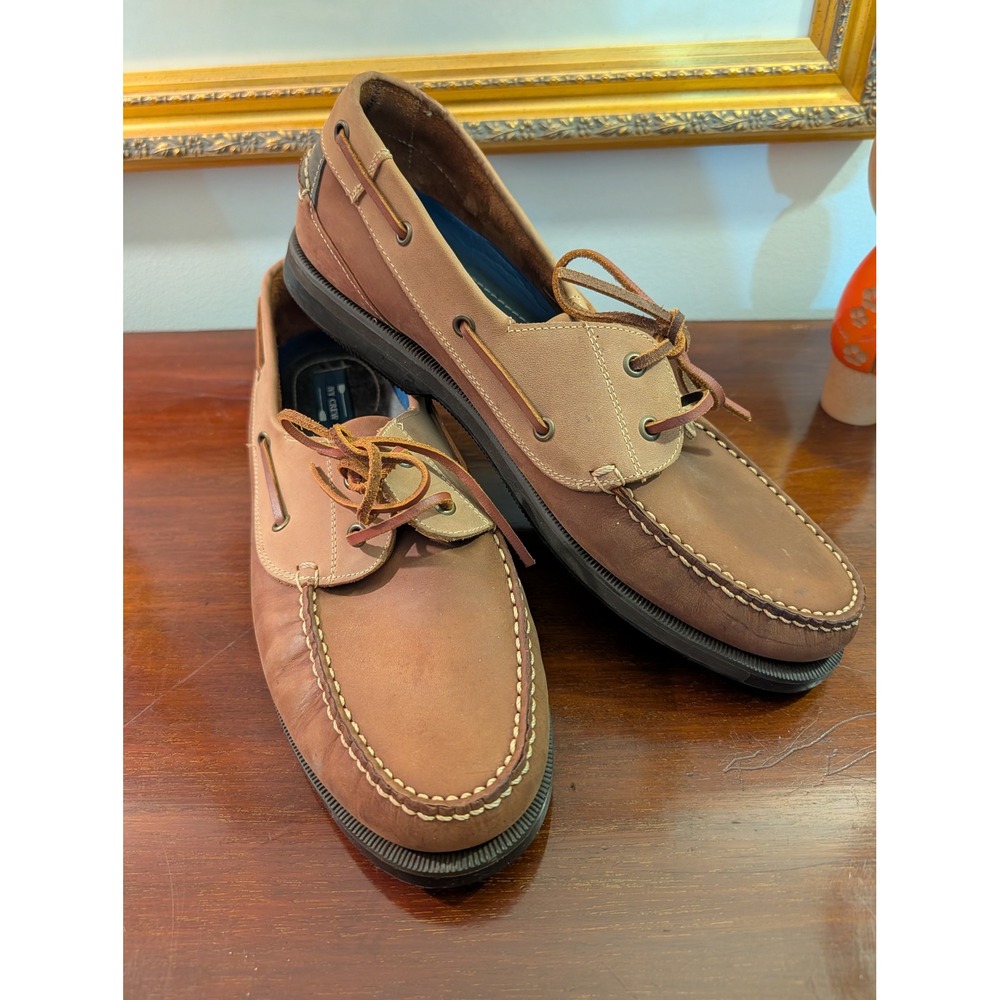 Ivy Crew Mens Brown Leather Boat Shoes Size 13M Made in Brazil Deck Loafers